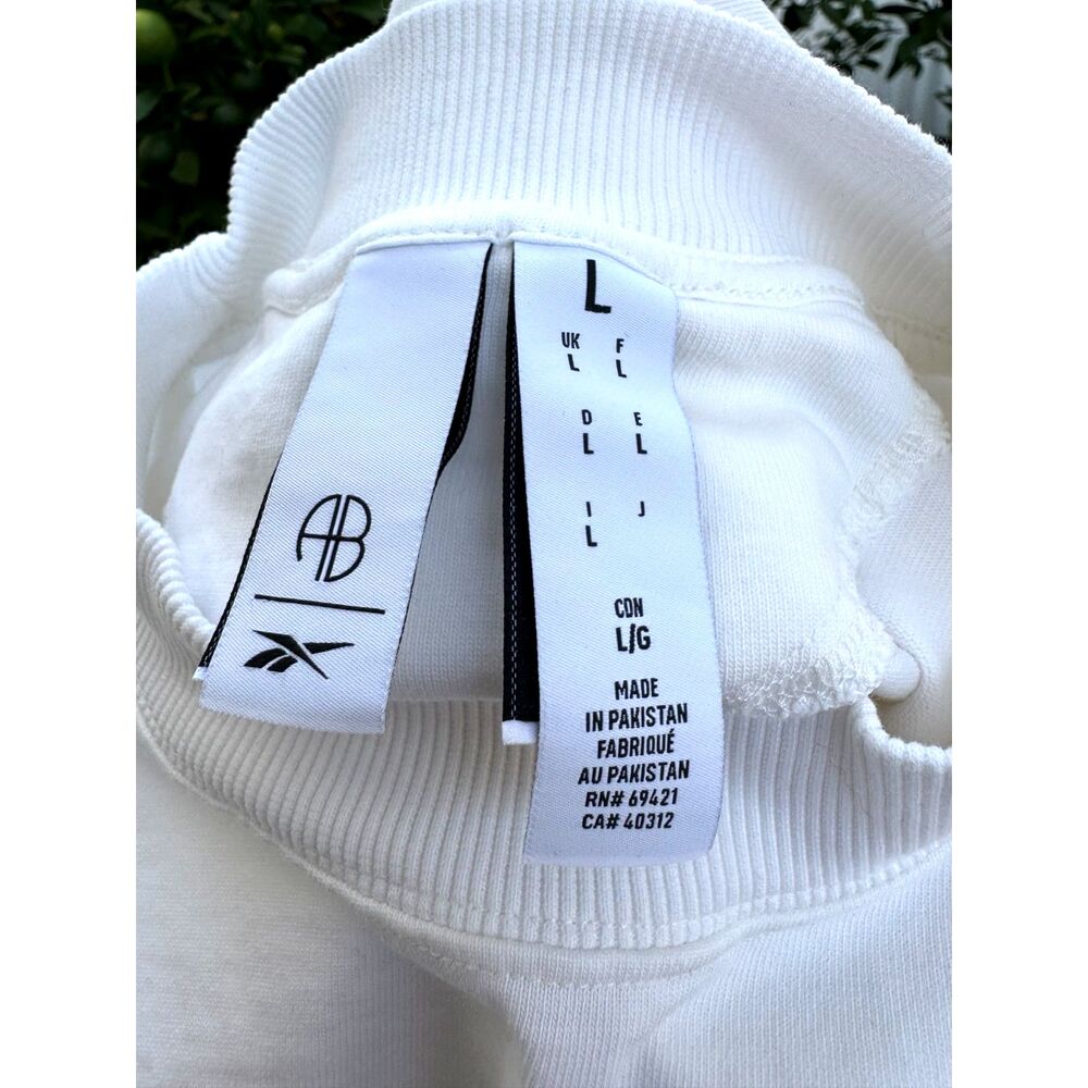 ANINE BING x Reebok Chalk Cotton Athletic Elbow-length Sleeves T-shirt Size L - Picture 3 of 11